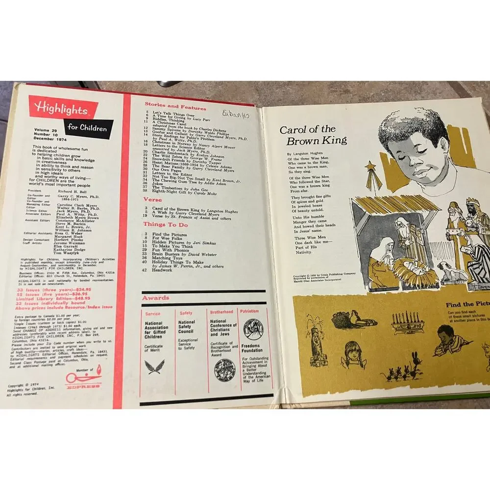 Highlights‎ Magazine Book Bound Issues Christmas 1974 & Valentine 1977 Lot